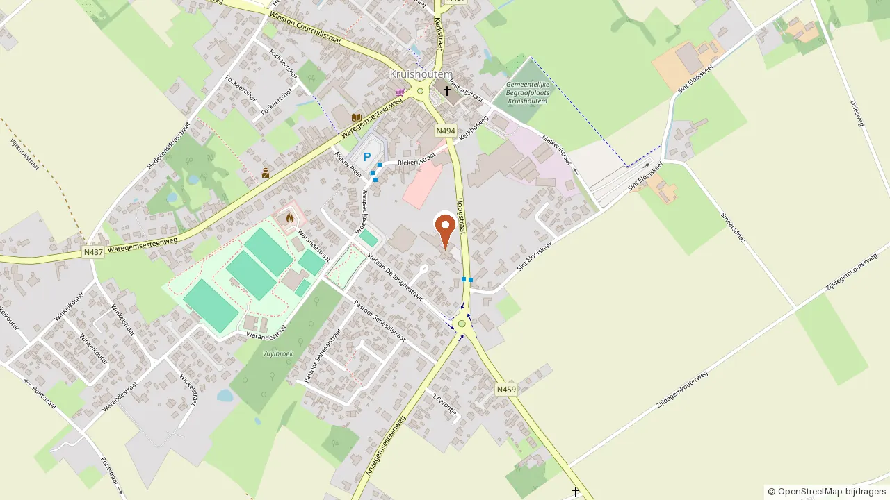 Kaart met de locatie van Hoogstraat 42, 9770 Kruishoutem